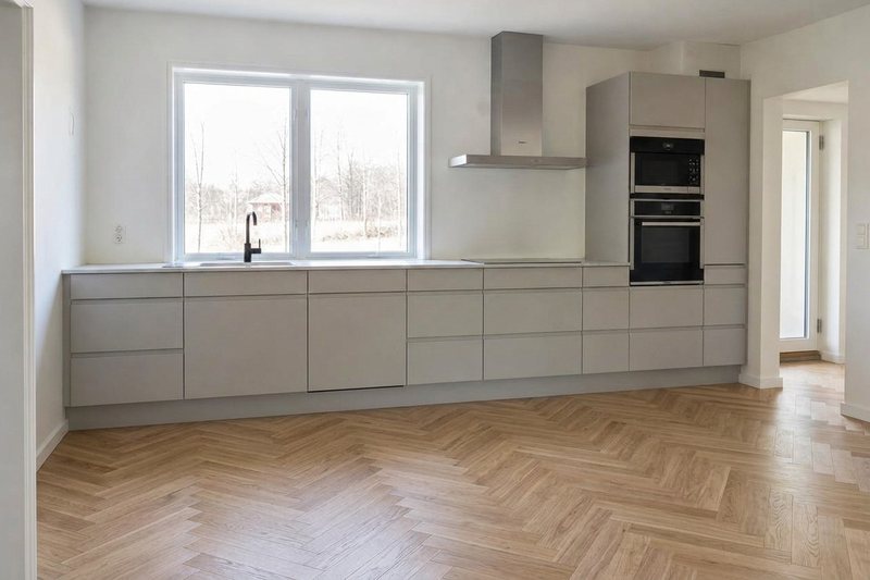 Køkkengulv efter visualisering med nyt materiale